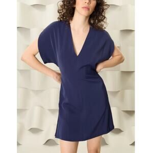 NEW LUXELY Evening Blue Short Sleeve Lush Satin Azalea Mini Dress Size 4